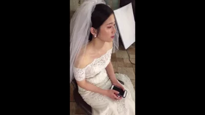 清纯老婆婚纱露脸